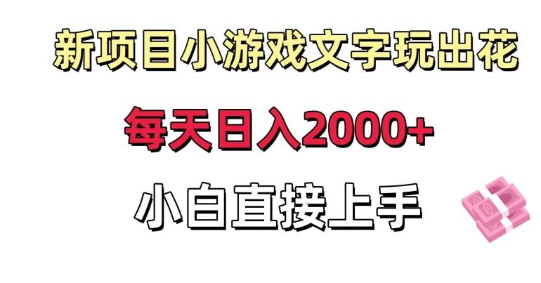 新项目小游戏文字玩出花日入2000+，每天只需一小时，小白直接上手【揭秘】-Ai创业网