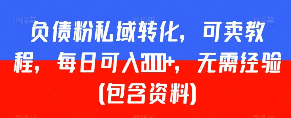负债粉私域转化，可卖教程，每日可入2000+，无需经验（包含资料）【揭秘】-Ai创业网