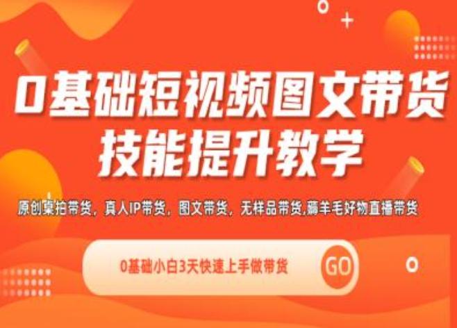 0基础短视频图文带货实操技能提升教学(直播课+视频课),0基础小白3天快速上手做带货-Ai创业网