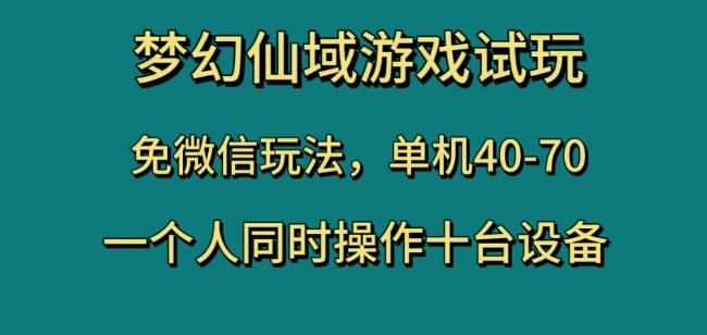 梦幻仙域游戏试玩，免微信玩法，单机40-70，一个人同时操作十台设备【揭秘】-Ai创业网