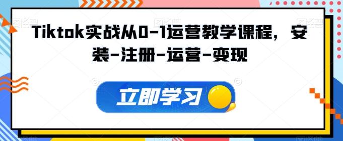 Tiktok实战从0-1运营教学课程，安装-注册-运营-变现-Ai创业网