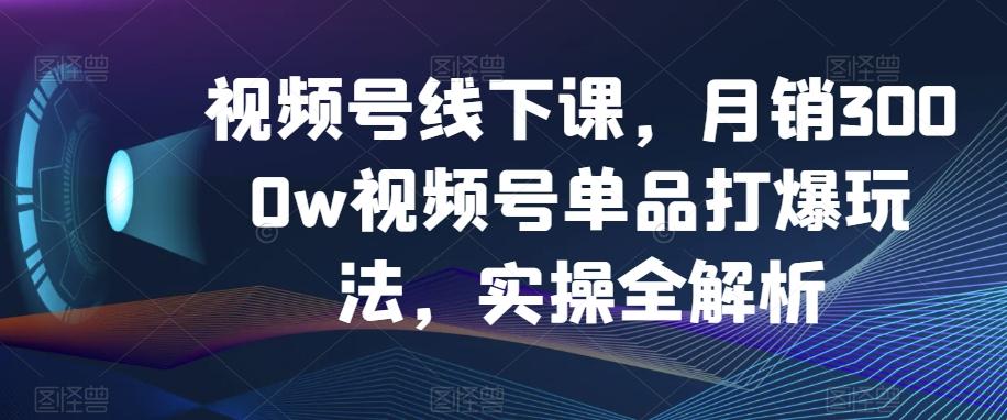 视频号线下课，月销3000w视频号单品打爆玩法，实操全解析-Ai创业网