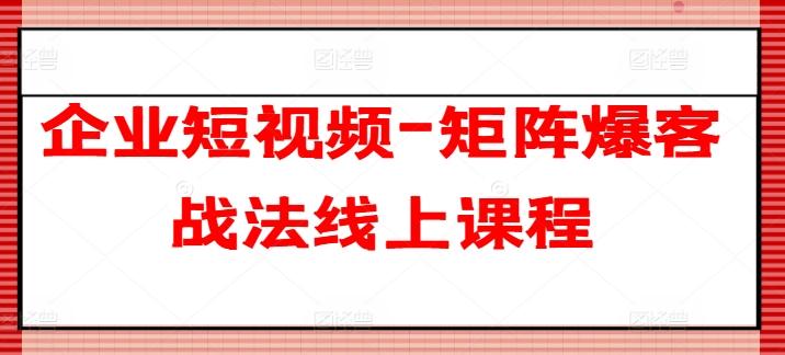 企业短视频-矩阵爆客战法线上课程-Ai创业网