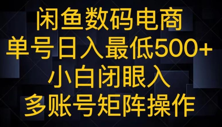 闲鱼数码电商，单号日入最低500+，小白闭眼入，多账号矩阵操作-Ai创业网