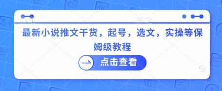 最新小说推文干货，起号，选文，实操等保姆级教程-Ai创业网