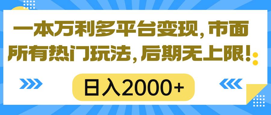 一本万利多平台变现，市面所有热门玩法，日入2000+，后期无上限！-Ai创业网