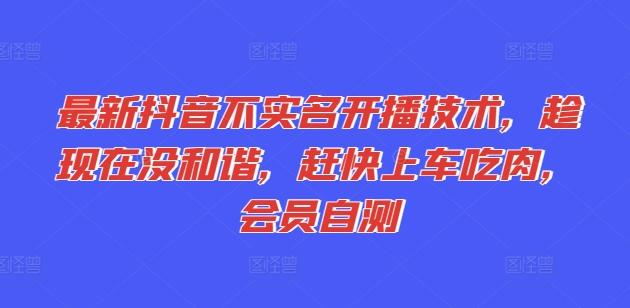 最新抖音不实名开播技术，趁现在没和谐，赶快上车吃肉，会员自测-Ai创业网