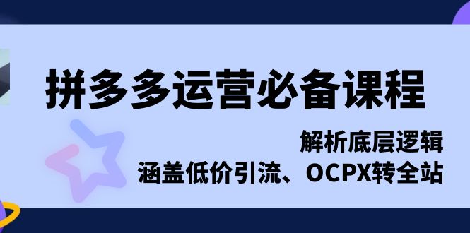 拼多多运营必备课程，解析底层逻辑，涵盖低价引流、OCPX转全站-Ai创业网