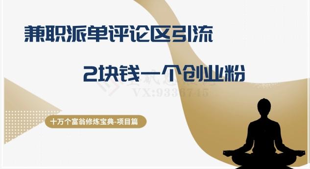 十万个富翁修炼宝典之11.兼职派单评论区引流，2块钱一个创业粉-Ai创业网