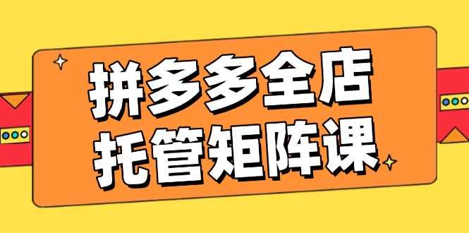 拼多多全店托管矩阵课，盈利动销玩法，高效计划设置，提升店铺效益-Ai创业网