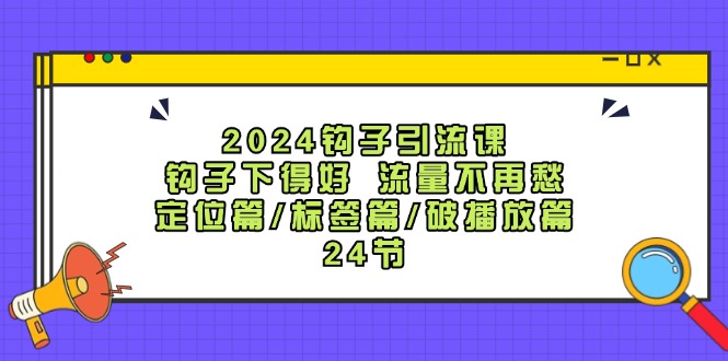 2024钩子引流课：钩子下得好流量不再愁，定位篇/标签篇/破播放篇/24节-Ai创业网