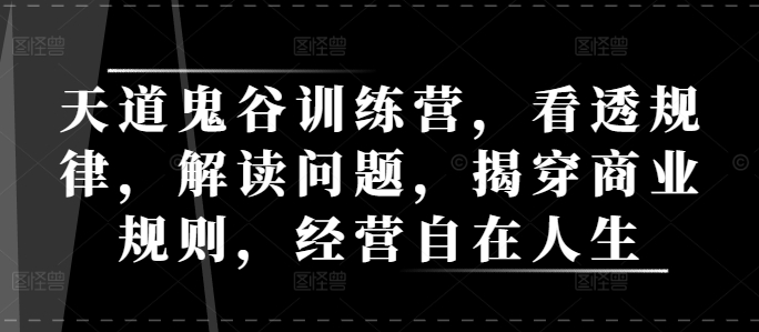 天道鬼谷训练营，看透规律，解读问题，揭穿商业规则，经营自在人生-Ai创业网