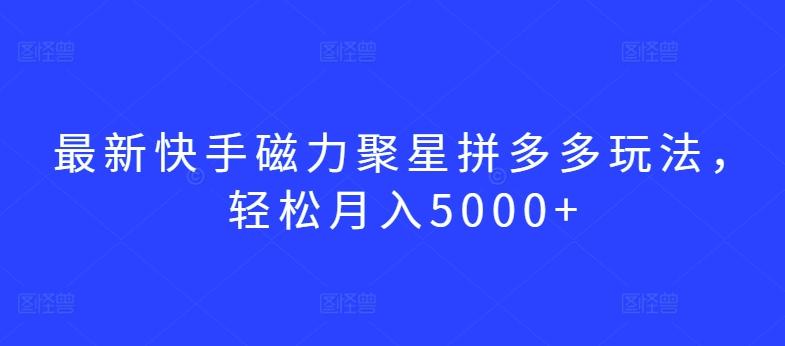 最新快手磁力聚星拼多多玩法，轻松月入5000+【揭秘】-Ai创业网