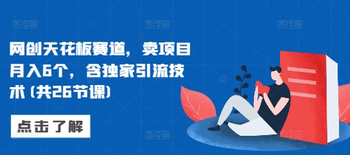 网创天花板赛道，卖项目月入6个，含独家引流技术(共26节课)-Ai创业网