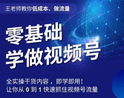 王老师教你低成本、做流量，零基础学做视频号，0-1快速抓住视频号流量-Ai创业网