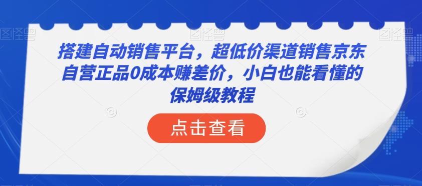 搭建自动销售平台，超低价渠道销售京东自营正品0成本赚差价，小白也能看懂的保姆级教程【揭秘】-Ai创业网