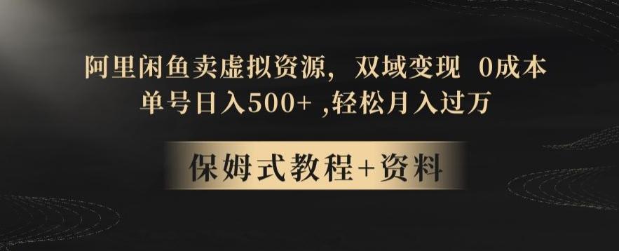 阿里闲鱼卖虚拟资源，双域变现，0成本，日入500+，轻松月入过万-Ai创业网
