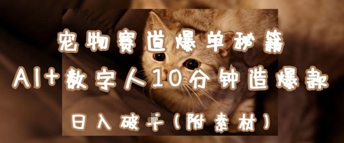 宠物赛道爆单秘籍：AI+数字人10分钟造爆款，日入1k-Ai创业网