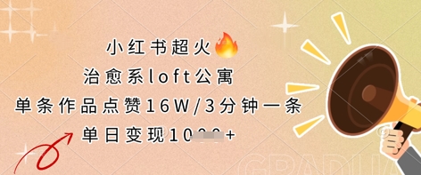 小红书超火的治愈系loft公寓，单条作品点赞16W，3分钟一条，单日变现数张-Ai创业网