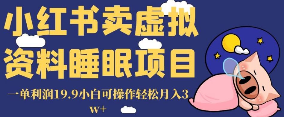小红书卖虚拟资料睡眠项目，一单利润19.9小白可操作轻松月入3w+【揭秘】-Ai创业网