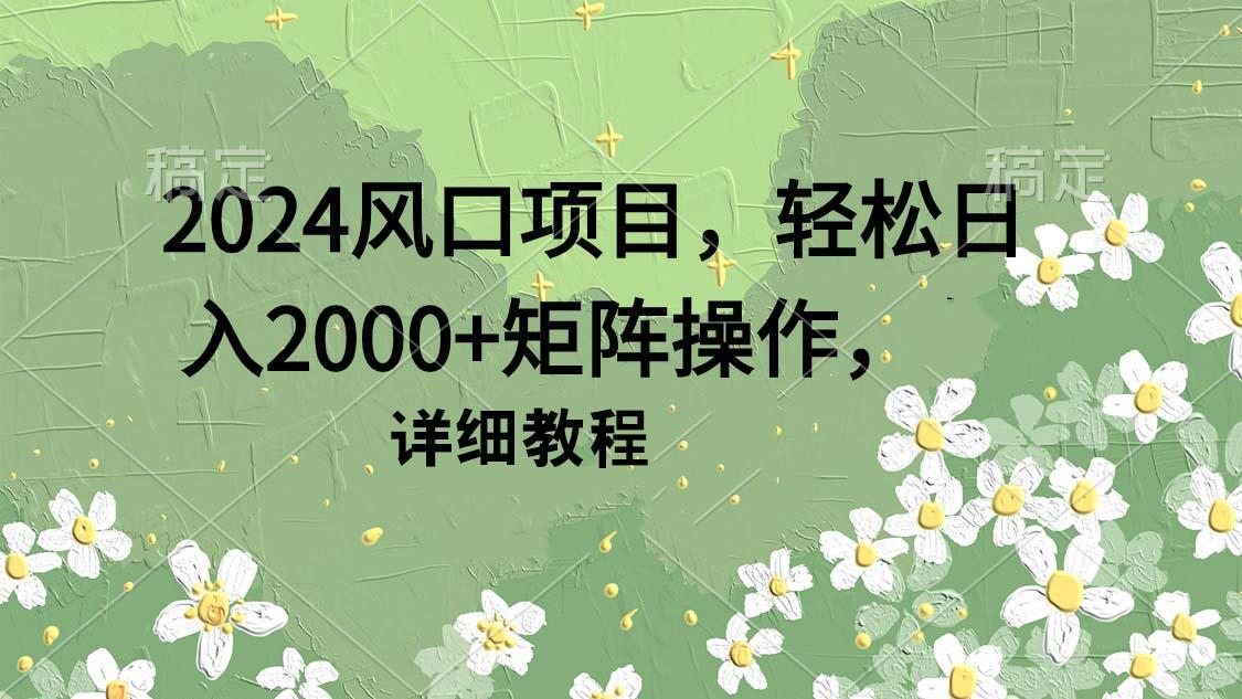 (9652期)2024风口项目，轻松日入2000+矩阵操作，详细教程-Ai创业网