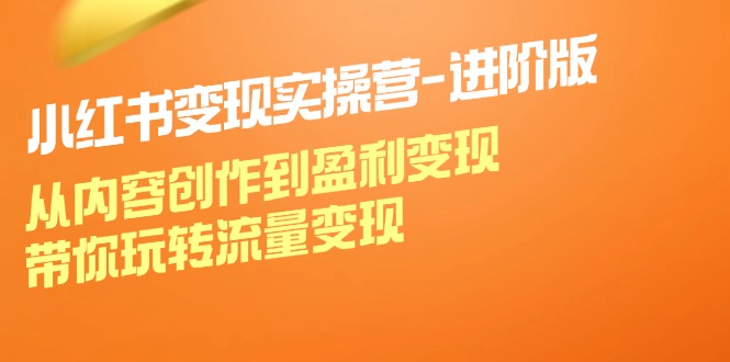 小红书变现实操营进阶版：从内容创作到盈利变现，带你玩转流量变现-Ai创业网