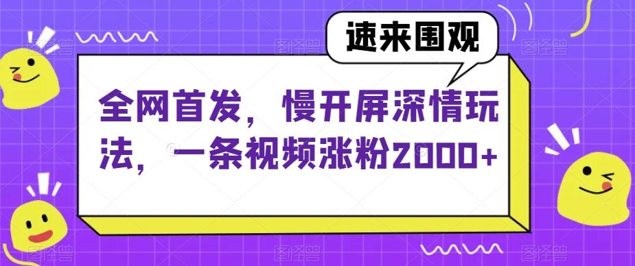 全网首发，慢开屏深情玩法，一条视频涨粉2000+【揭秘】-Ai创业网
