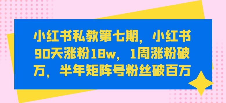 小红书私教第七期，小红书90天涨粉18w，1周涨粉破万，半年矩阵号粉丝破百万-Ai创业网