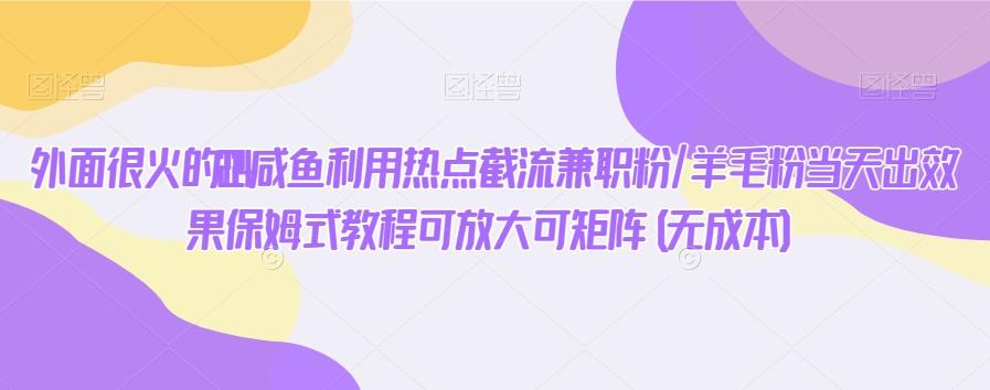 外面很火的2024咸鱼利用热点截流兼职粉/羊毛粉当天出效果保姆式教程可放大可矩阵(无成本)-Ai创业网