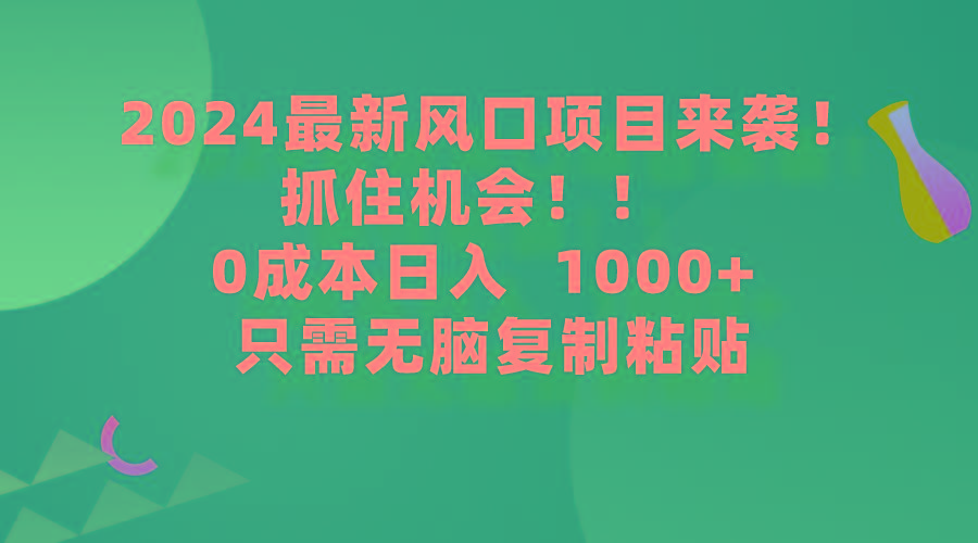 (9899期)2024最新风口项目来袭，抓住机会，0成本一部手机日入1000+，只需无脑复...-Ai创业网
