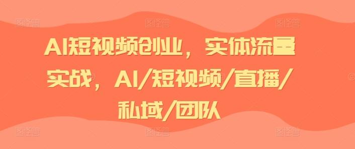 AI短视频创业，实体流量实战，AI/短视频/直播/私域/团队-Ai创业网