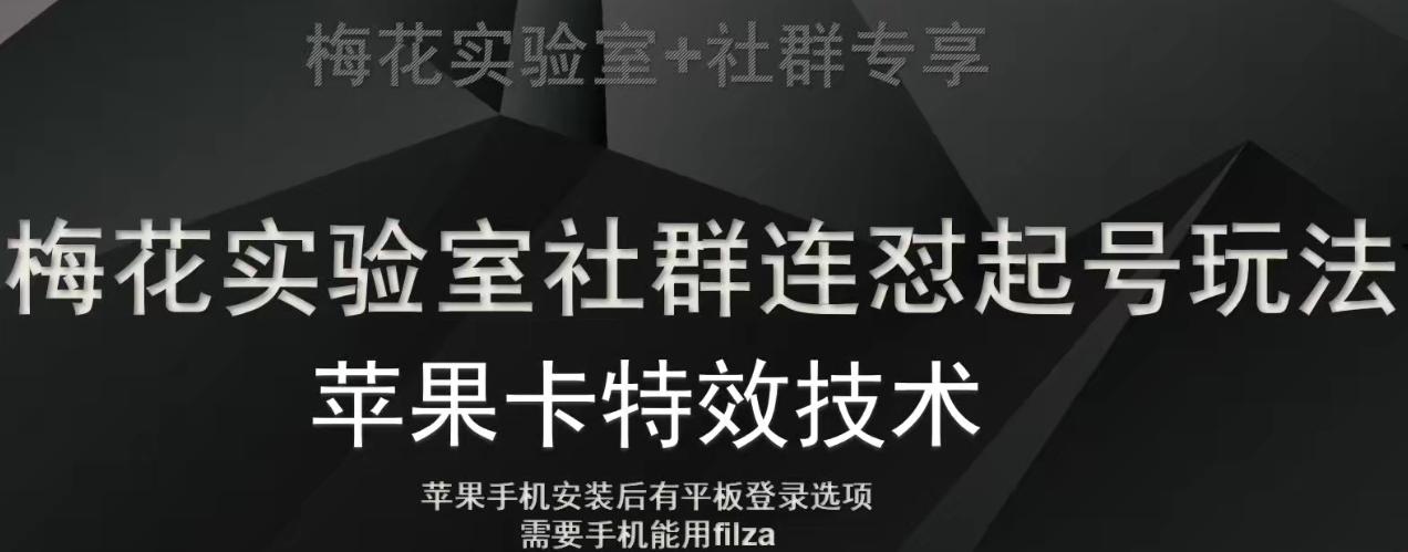 梅花实验室社群视频号连怼起号玩法，最新苹果卡特效技术-Ai创业网