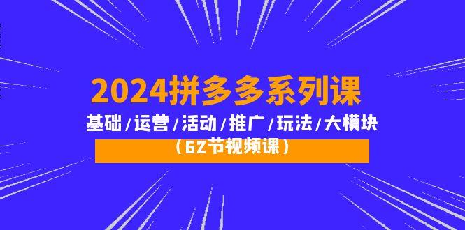 (10019期)2024拼多多系列课：基础/运营/活动/推广/玩法/大模块(62节视频课)-Ai创业网