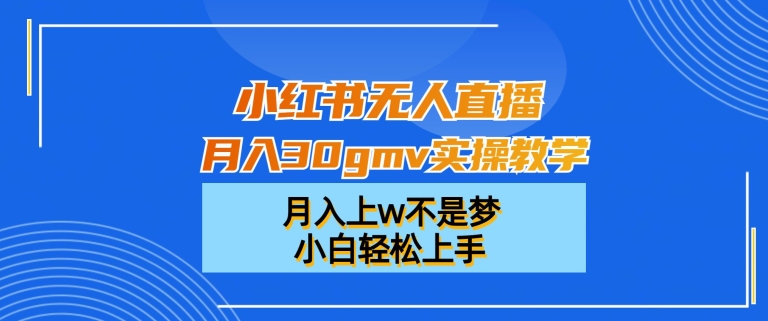 小红书无人直播月入30gmv实操教学，月入上w不是梦，小白轻松上手【揭秘】-Ai创业网