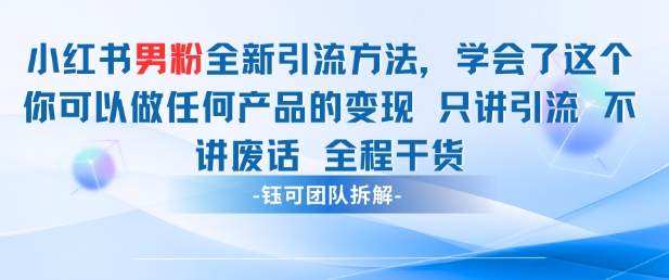 小红书男粉引流 学会了这个变现很容易，不讲废话全程针对男人的打法 全程干货-Ai创业网