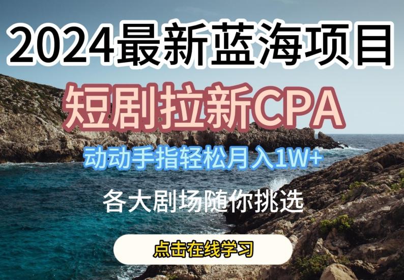 2024最新蓝海项日，短剧拉新CPA，动动手指轻松月入1W，全各大剧场随你挑选【揭秘】-Ai创业网