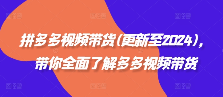 拼多多视频带货(更新至2024)，带你全面了解多多视频带货-Ai创业网