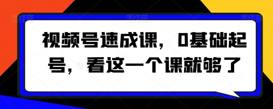 视频号速成课，​0基础起号，看这一个课就够了-Ai创业网