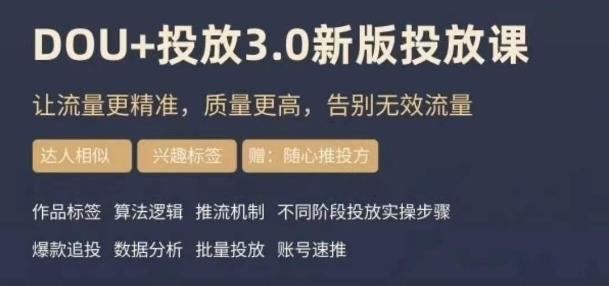 dou+豆荚投放实操课3.0新版，让流量更精准，质量更高，告别无效流量-Ai创业网