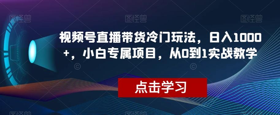 视频号直播带货冷门玩法，日入1000+，小白专属项目，从0到1实战教学【揭秘】-Ai创业网
