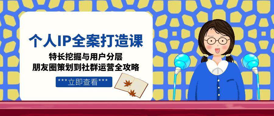 个人IP全案打造课，特长挖掘与用户分层，朋友圈策划到社群运营全攻略-Ai创业网