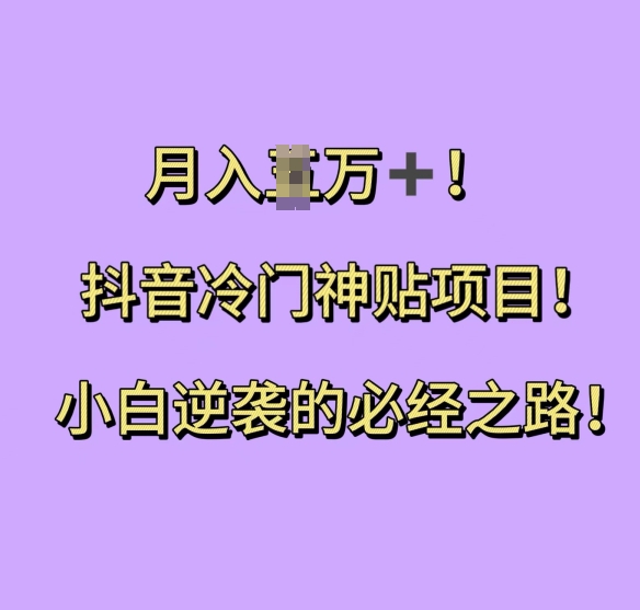 抖音冷门神贴项目，小白逆袭的必经之路，月入过W【揭秘】-Ai创业网