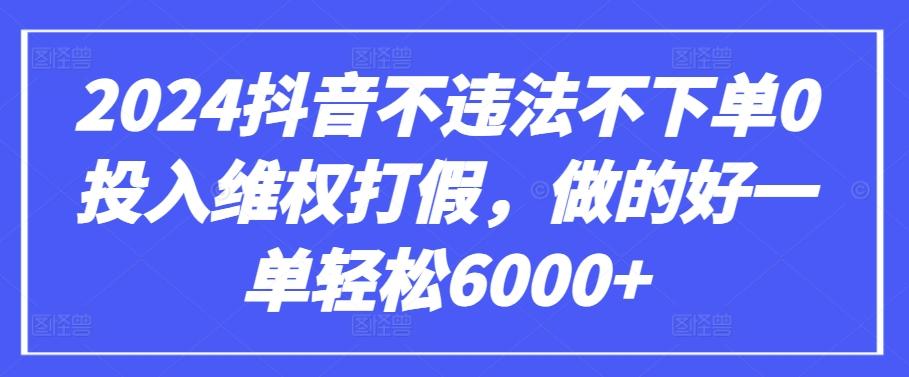 2024抖音不违法不下单0投入维权打假，做的好一单轻松6000+【仅揭秘】-Ai创业网