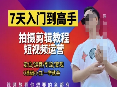 7天入门到高手，短视频剪辑运营高手课，定位 运营 引|流 变现，0基础小白一学就会-Ai创业网