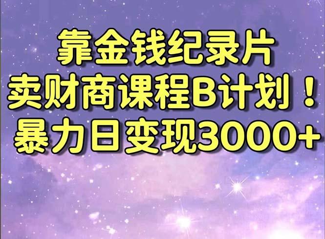 靠金钱纪录片卖财商课程B计划！暴力日变现3000+，喂饭式干货教程！-Ai创业网