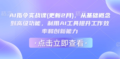 AI指令实战课(更新2月)，从基础概念到高级功能，利用AI工具提升工作效率和创新能力-Ai创业网