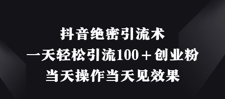 抖音绝密引流术，一天轻松引流100+创业粉，当天操作当天见效果-Ai创业网