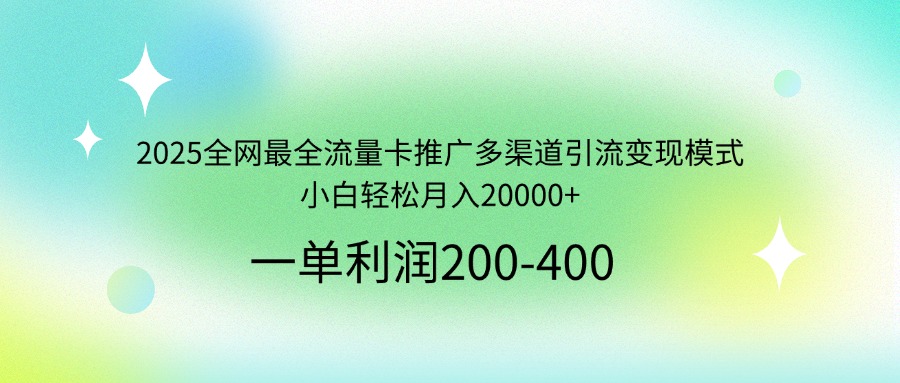 2025全网最全流量卡推广多渠道引流变现模式，小白轻松月入20000+-Ai创业网