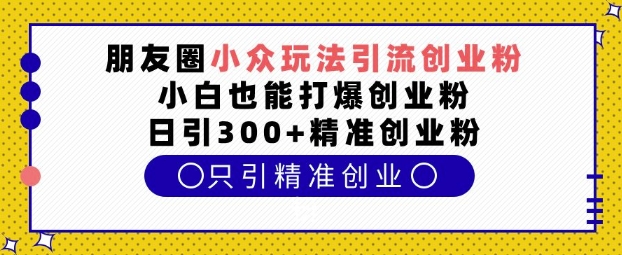 朋友圈小众玩法引流创业粉，小白也能打爆创业粉，日引300+精准创业粉【揭秘】-Ai创业网