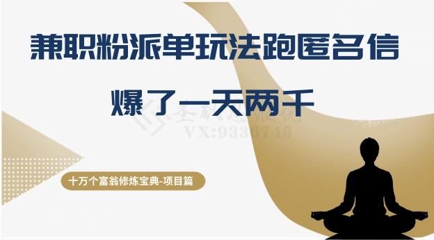 十万个富翁修炼宝典之6.兼职粉派单玩法跑匿名信，爆了一天两千-Ai创业网